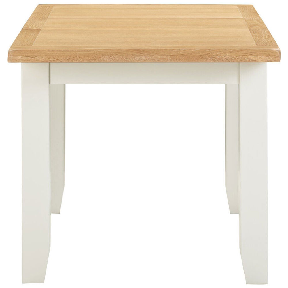 Wrenley Small Wooden Extending Dining Table in Ivory and Oak