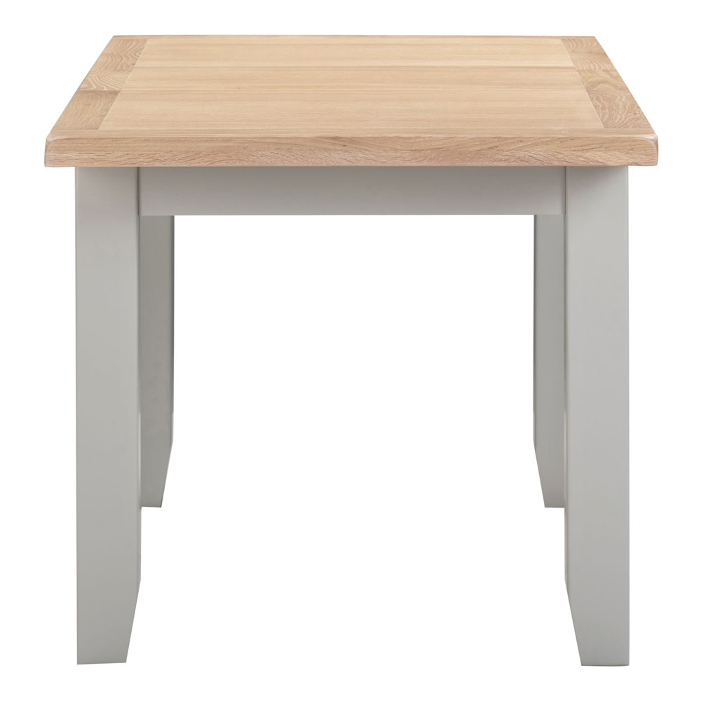 Wrenley Small Wooden Extending Dining Table in Pebble Grey and Oak