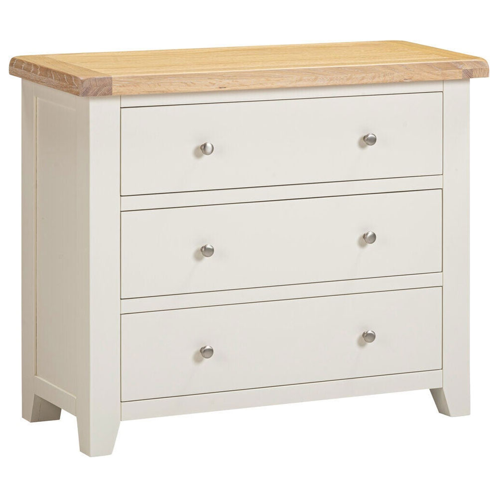 Wrenley Wooden Chest Of 3 Drawers in Ivory and Oak