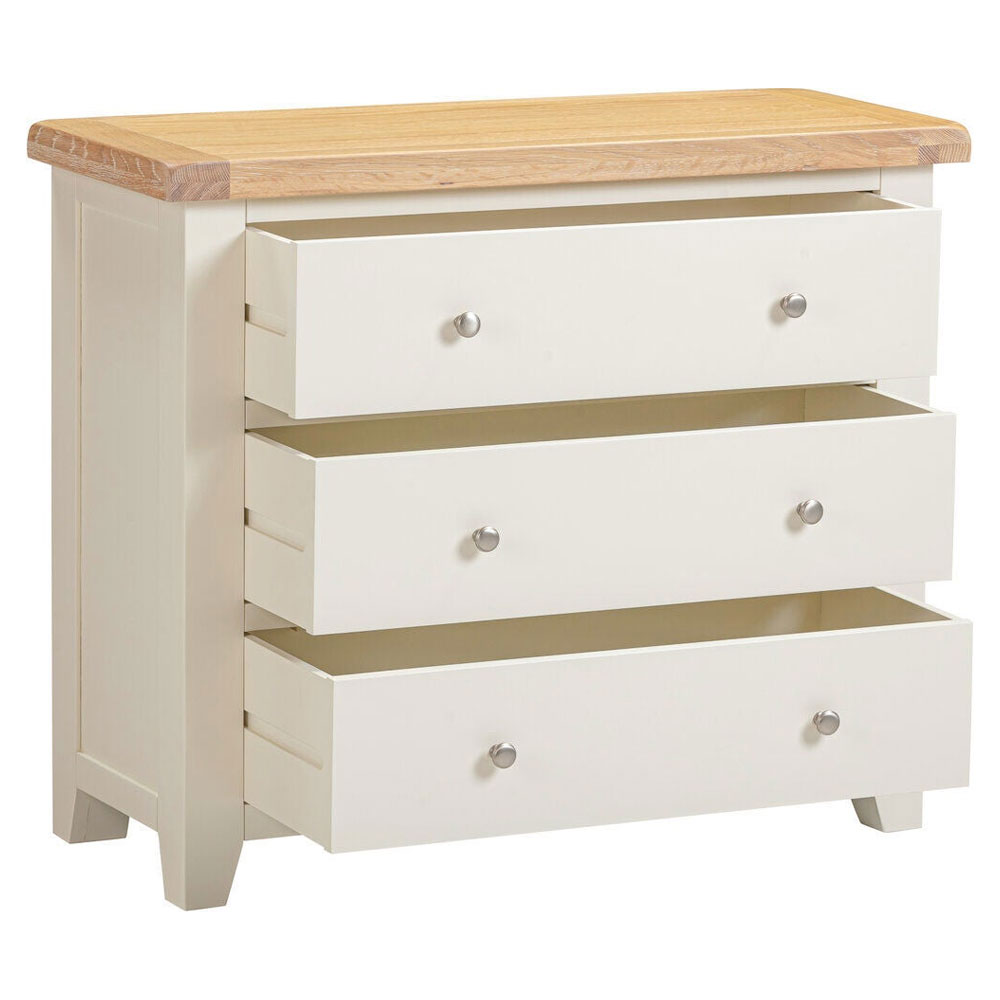 Wrenley Wooden Chest Of 3 Drawers in Ivory and Oak