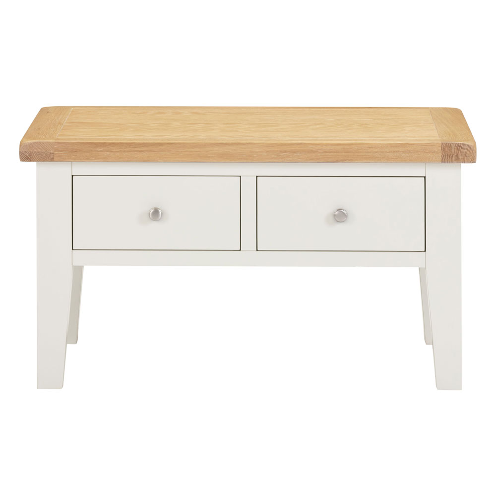 Wrenley Wooden Coffee Table with 2 Drawers in Ivory and Oak