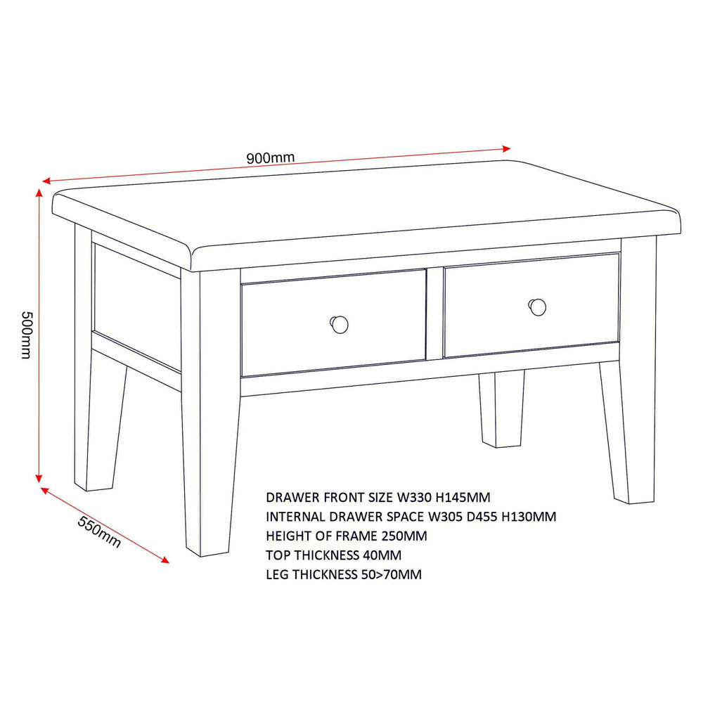 Wrenley Wooden Coffee Table with 2 Drawers in Putty and Oak