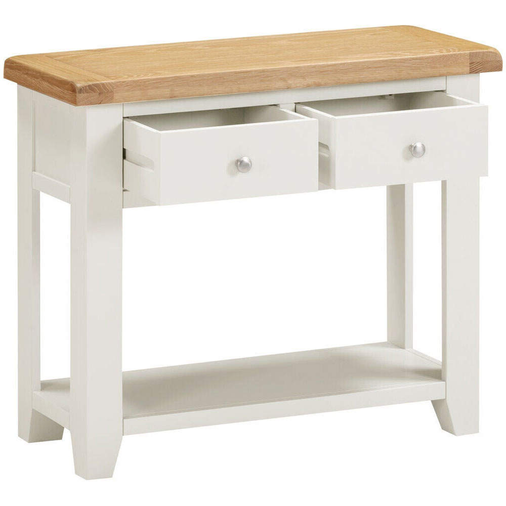 Wrenley Wooden Console Table with 2 Drawers in Ivory and Oak