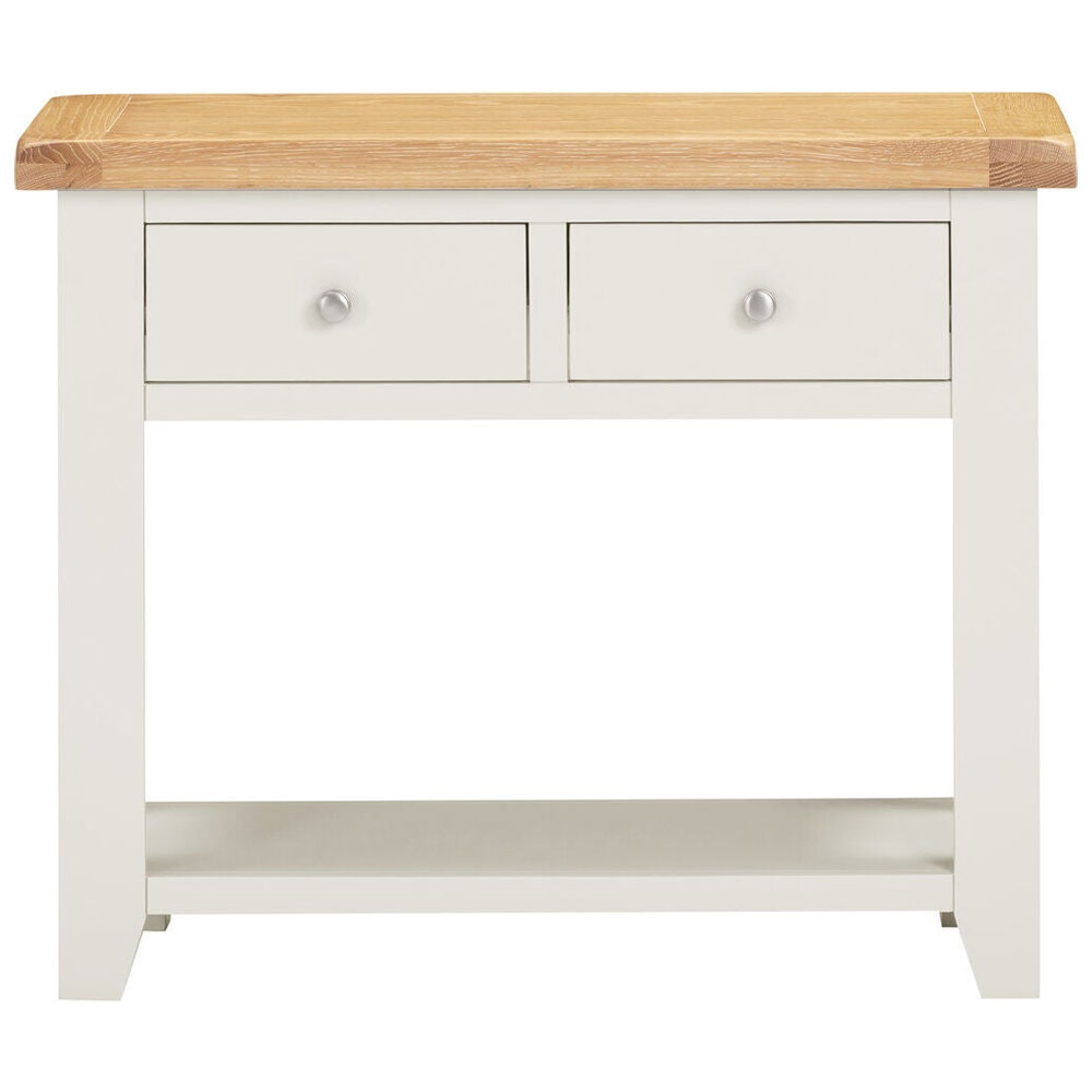 Wrenley Wooden Console Table with 2 Drawers in Ivory and Oak