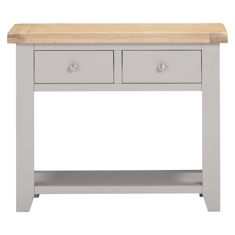 Wrenley Wooden Console Table with 2 Drawers in Pebble Grey and Oak