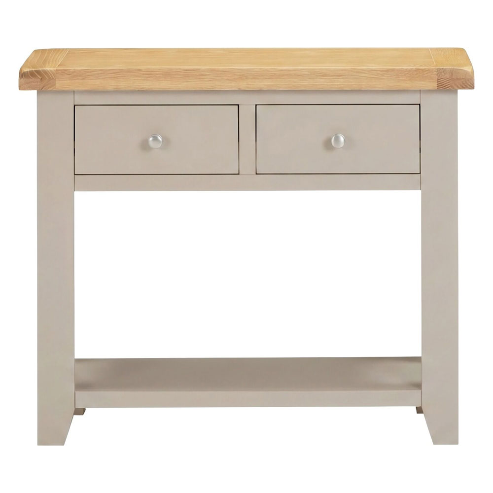 Wrenley Wooden Console Table with 2 Drawers in Putty and Oak