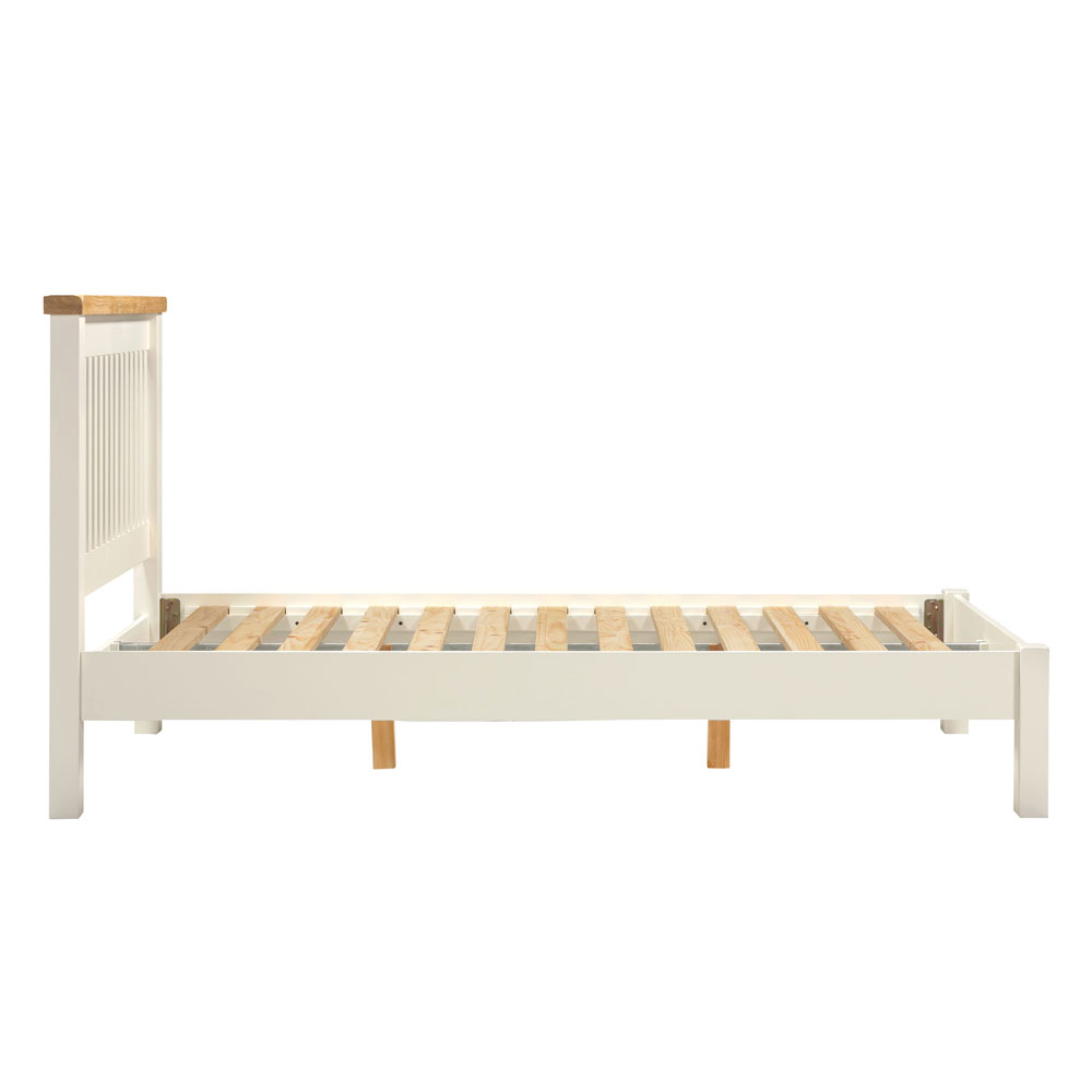 Wrenley Wooden Double Bed in Ivory and Oak