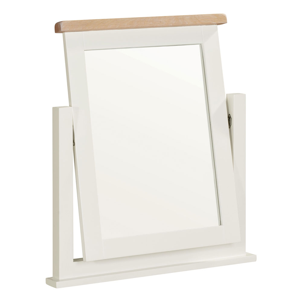 Wrenley Wooden Dressing Table with Mirror in Ivory and Oak