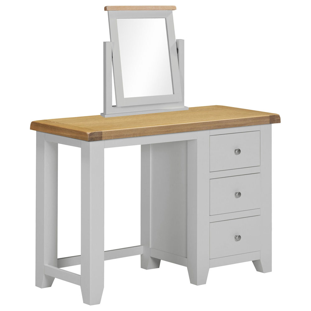 Wrenley Wooden Dressing Table with Mirror in Pebble Grey and Oak
