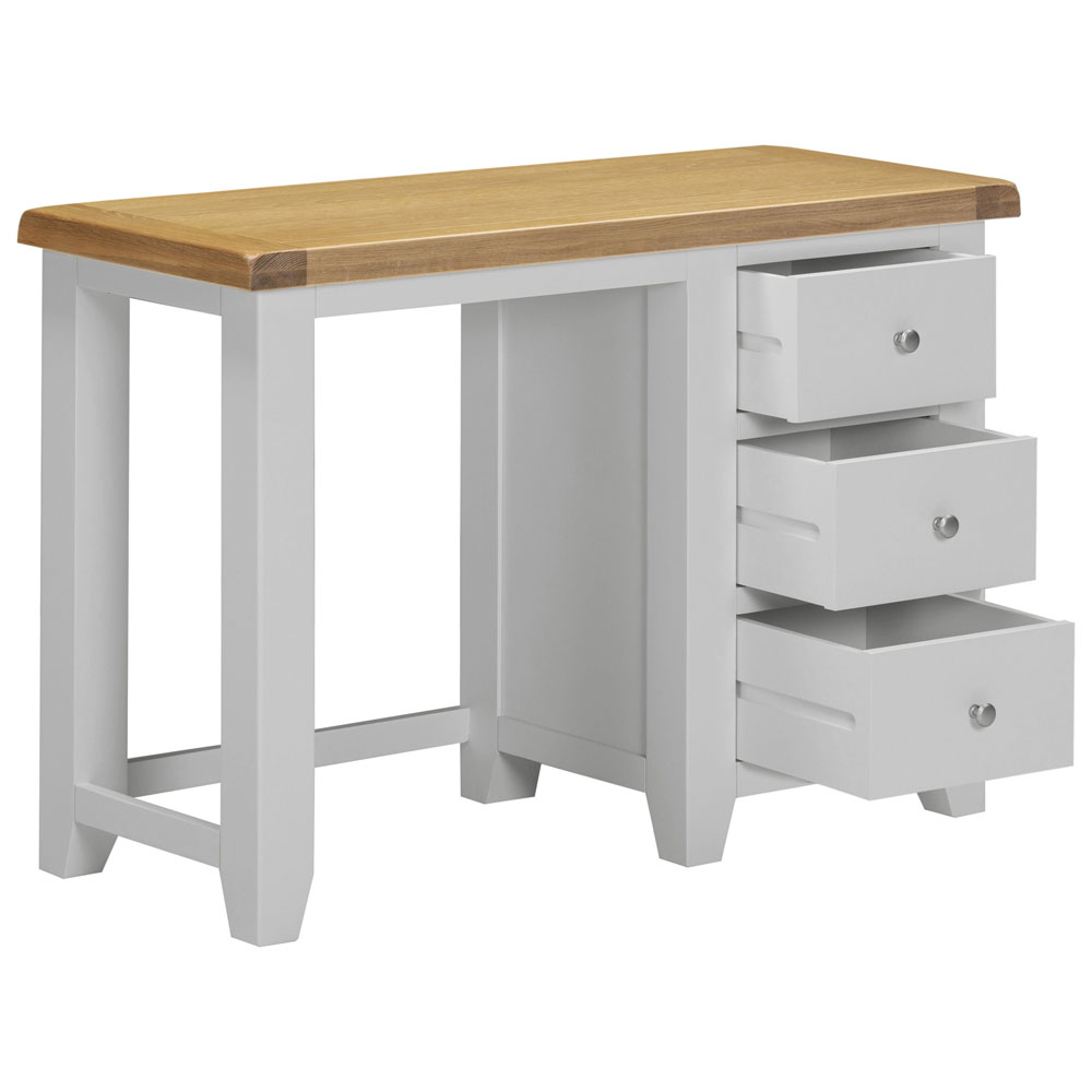 Wrenley Wooden Dressing Table with Mirror in Pebble Grey and Oak