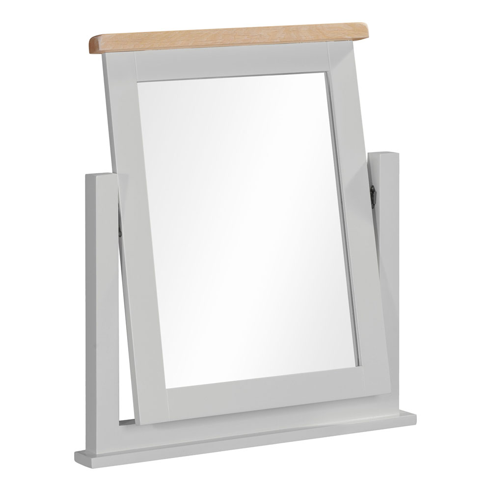 Wrenley Wooden Dressing Table with Mirror in Pebble Grey and Oak