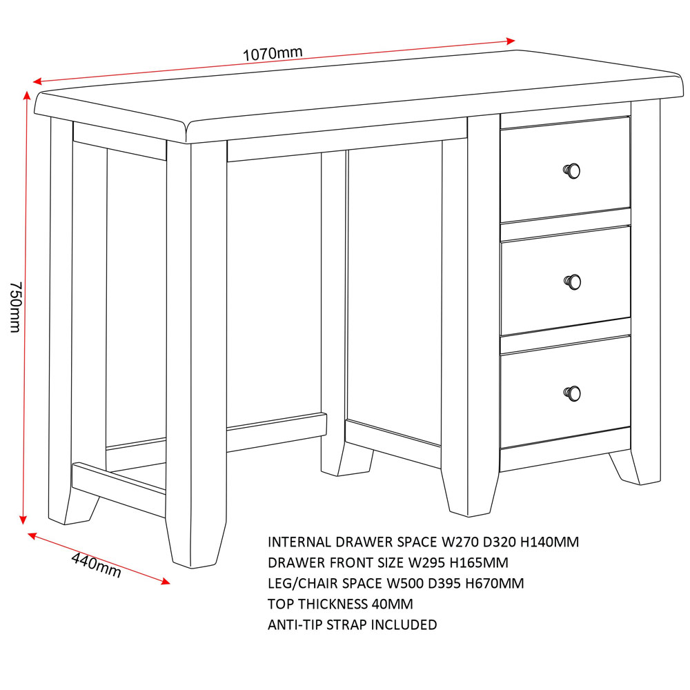 Wrenley Wooden Dressing Table with Mirror in Pebble Grey and Oak