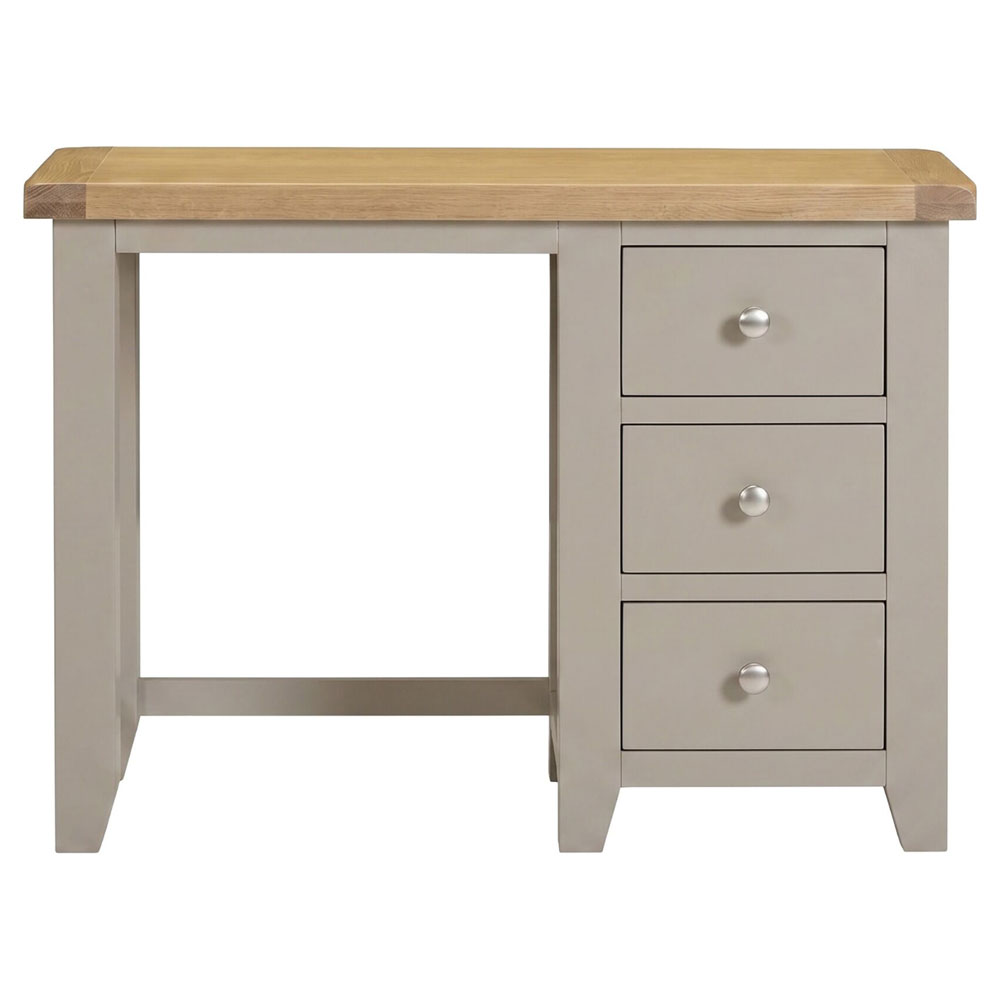 Wrenley Wooden Dressing Table with Mirror in Putty and Oak