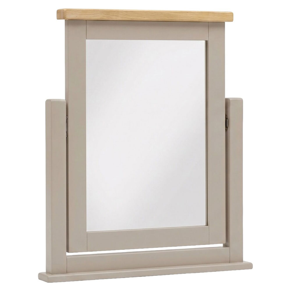 Wrenley Wooden Dressing Table with Mirror in Putty and Oak