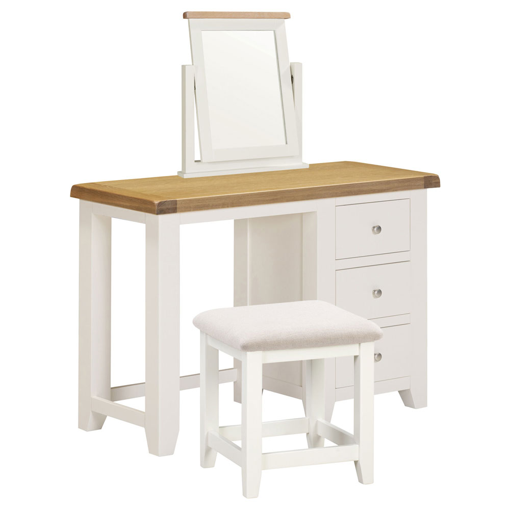 Wrenley Wooden Dressing Table Set in Ivory and Oak