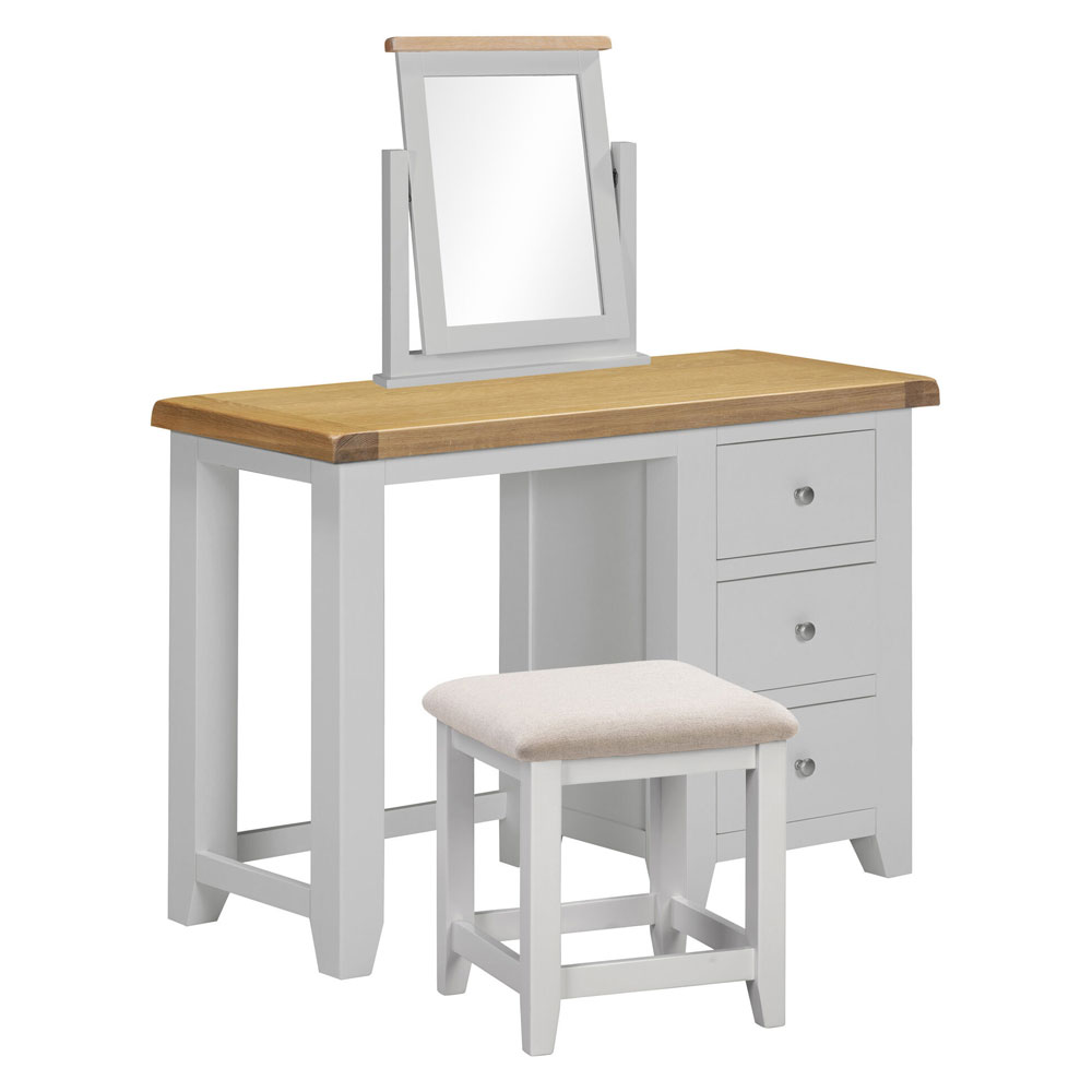 Wrenley Wooden Dressing Table Set in Pebble Grey and Oak