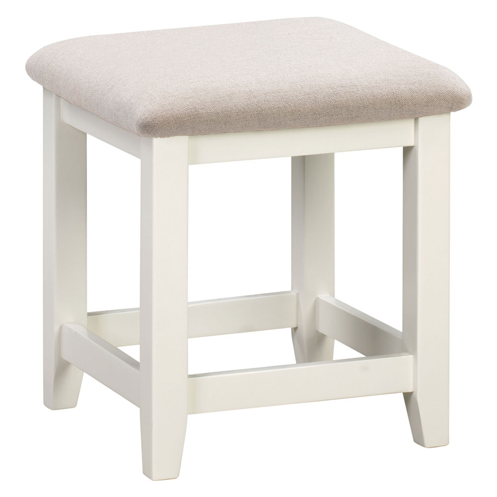 Wrenley Wooden Dressing Stool in Ivory and Oak