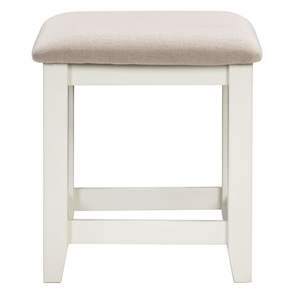 Wrenley Wooden Dressing Stool in Ivory and Oak