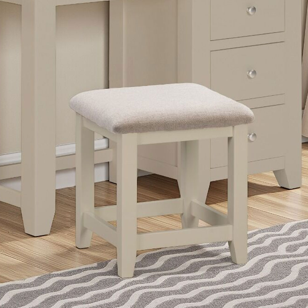 Wrenley Wooden Dressing Stool in Putty and Oak