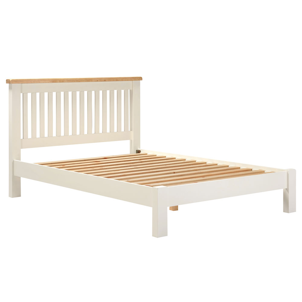 Wrenley Wooden King Size Bed in Ivory and Oak