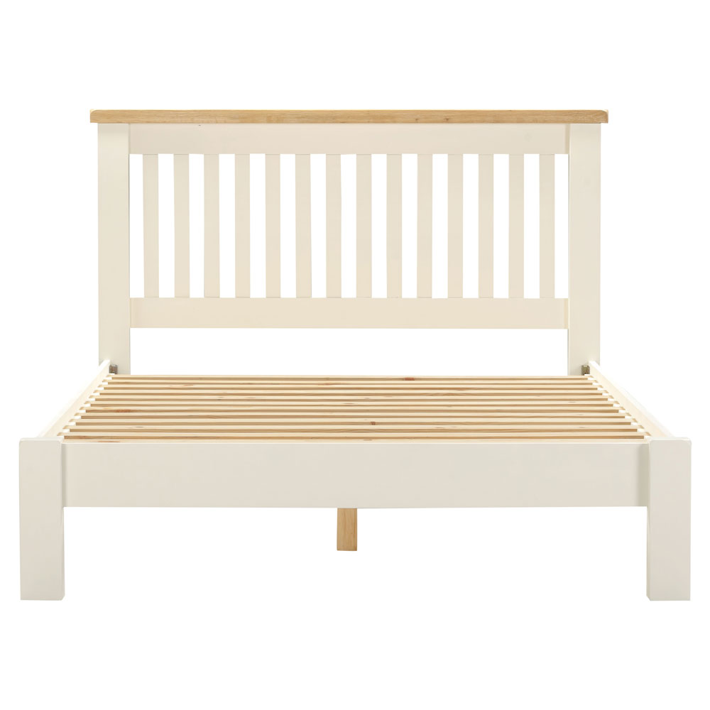 Wrenley Wooden King Size Bed in Ivory and Oak