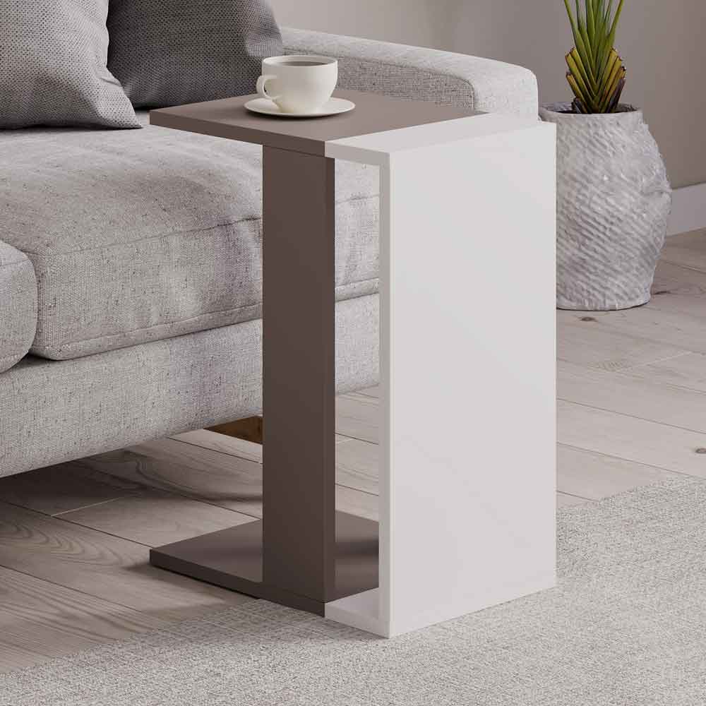 Wrenley Wooden Side Table in White and Grey