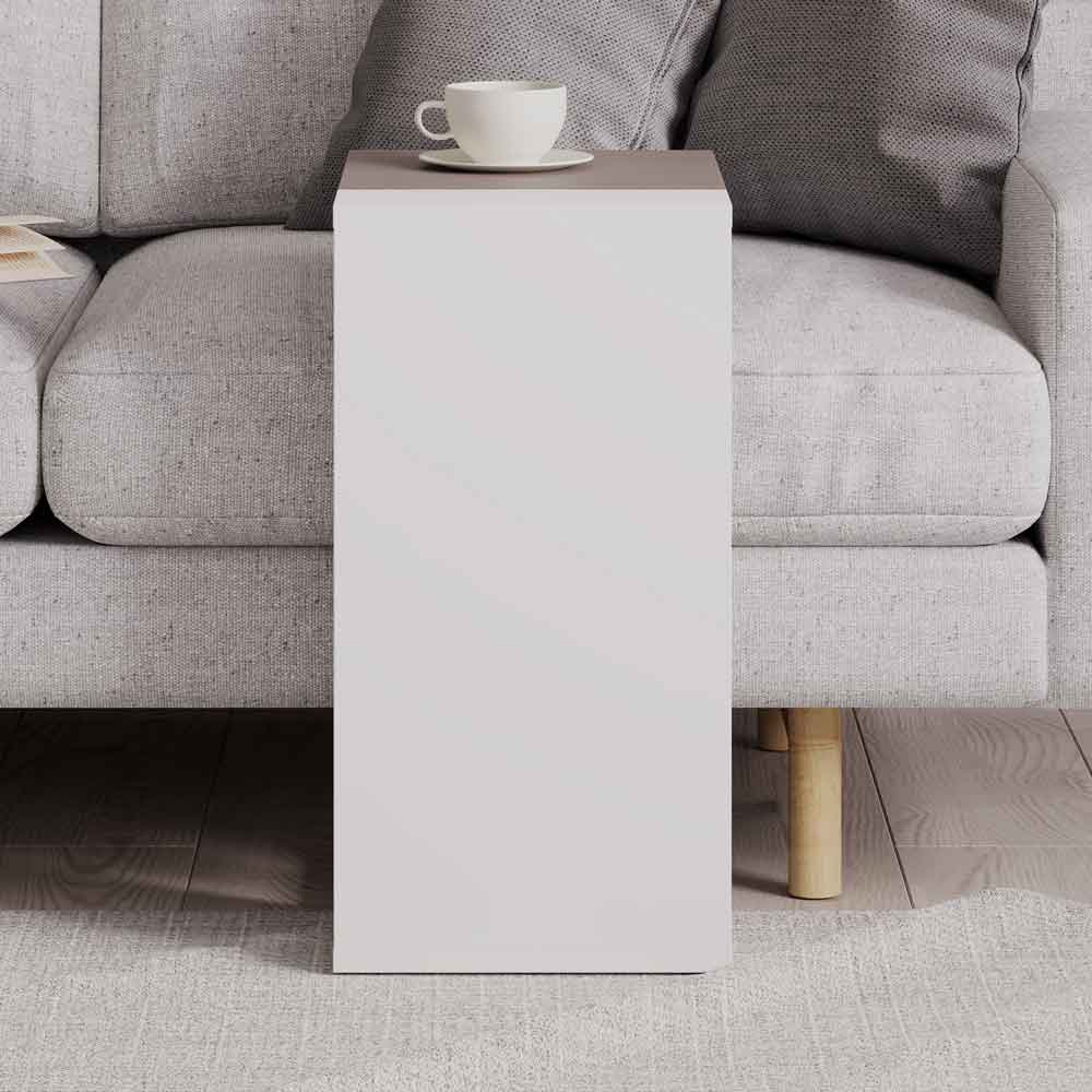 Wrenley Wooden Side Table in White and Grey