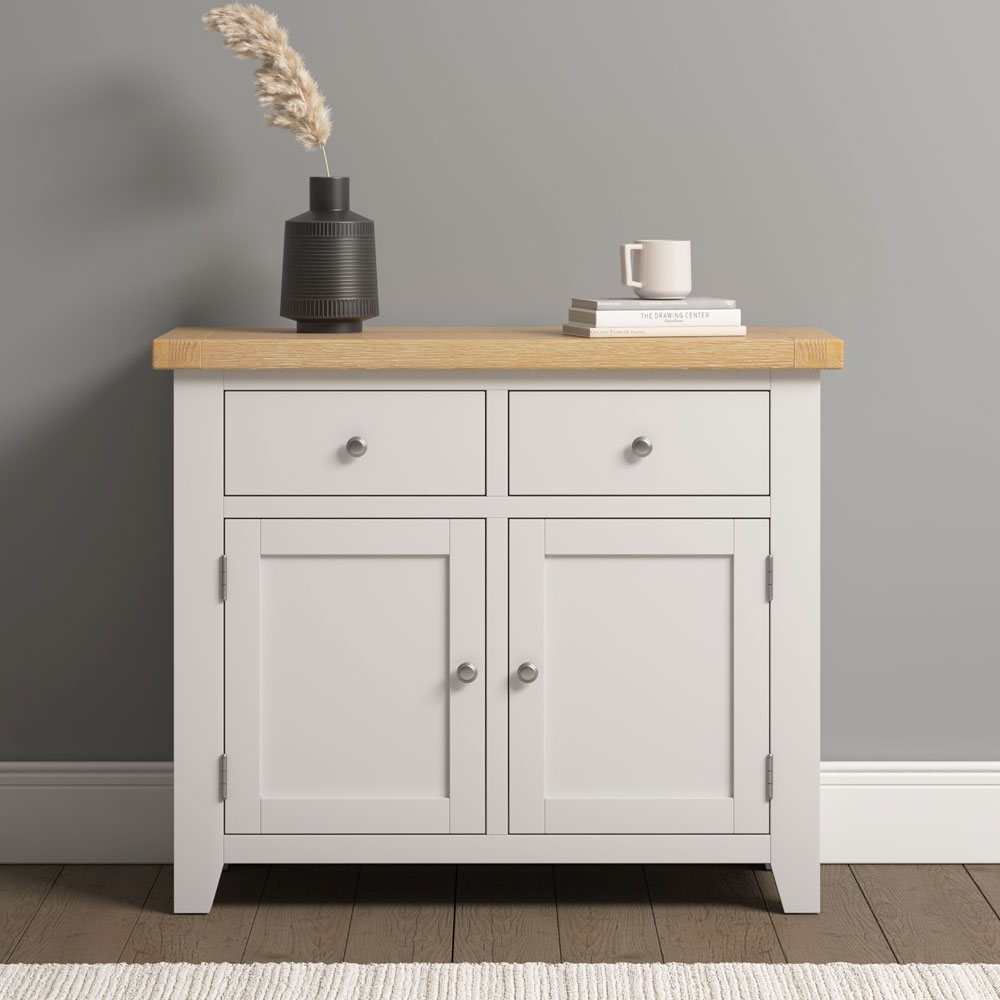 Wrenley Wooden Sideboard with 2 Doors in Ivory and Oak