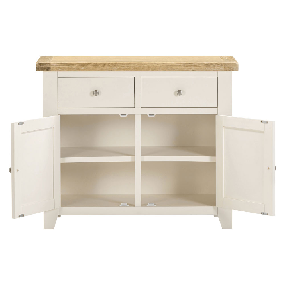 Wrenley Wooden Sideboard with 2 Doors in Ivory and Oak