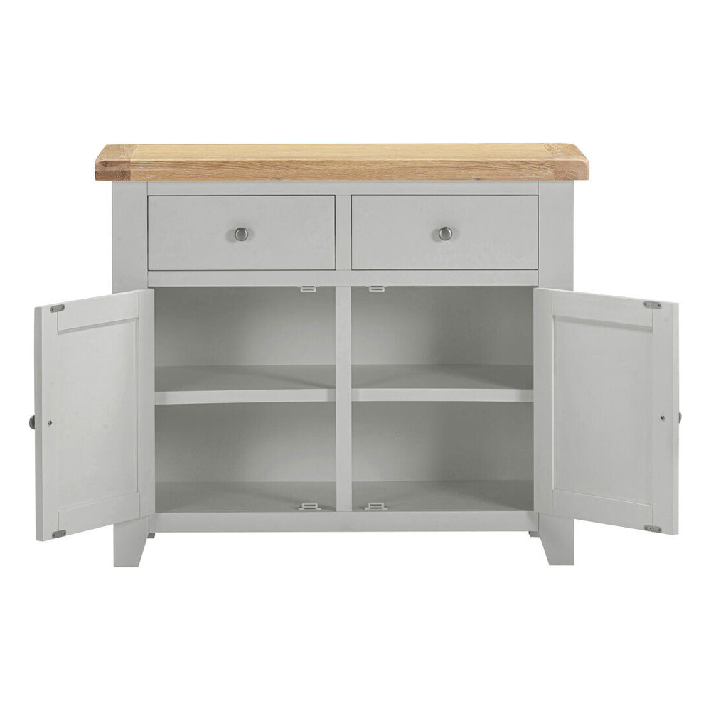 Wrenley Wooden Sideboard with 2 Doors in Pebble Grey and Oak