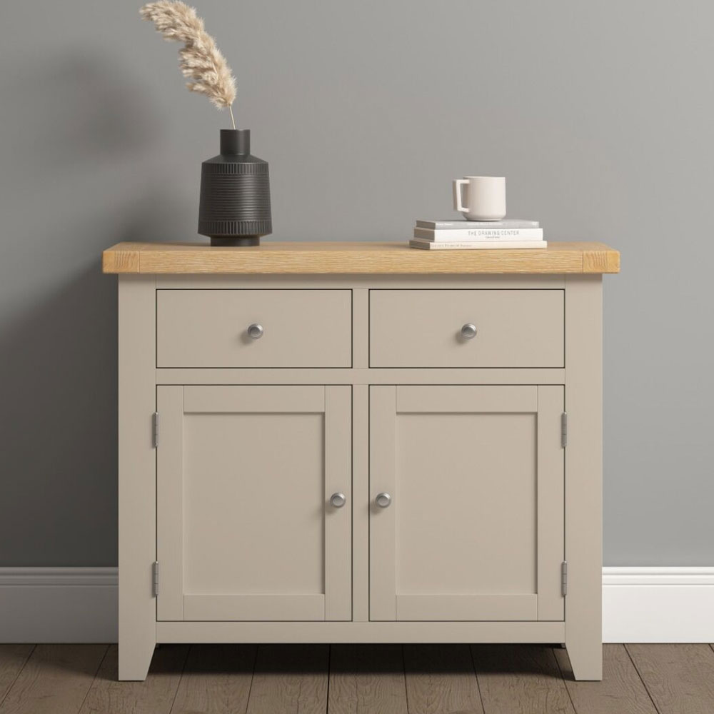 Wrenley Wooden Sideboard with 2 Doors in Putty and Oak