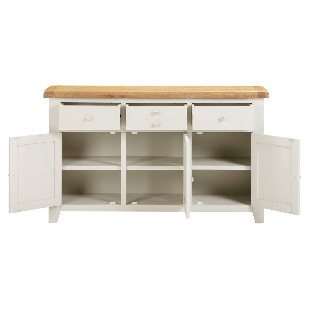 Wrenley Wooden Sideboard with 3 Doors in Ivory and Oak