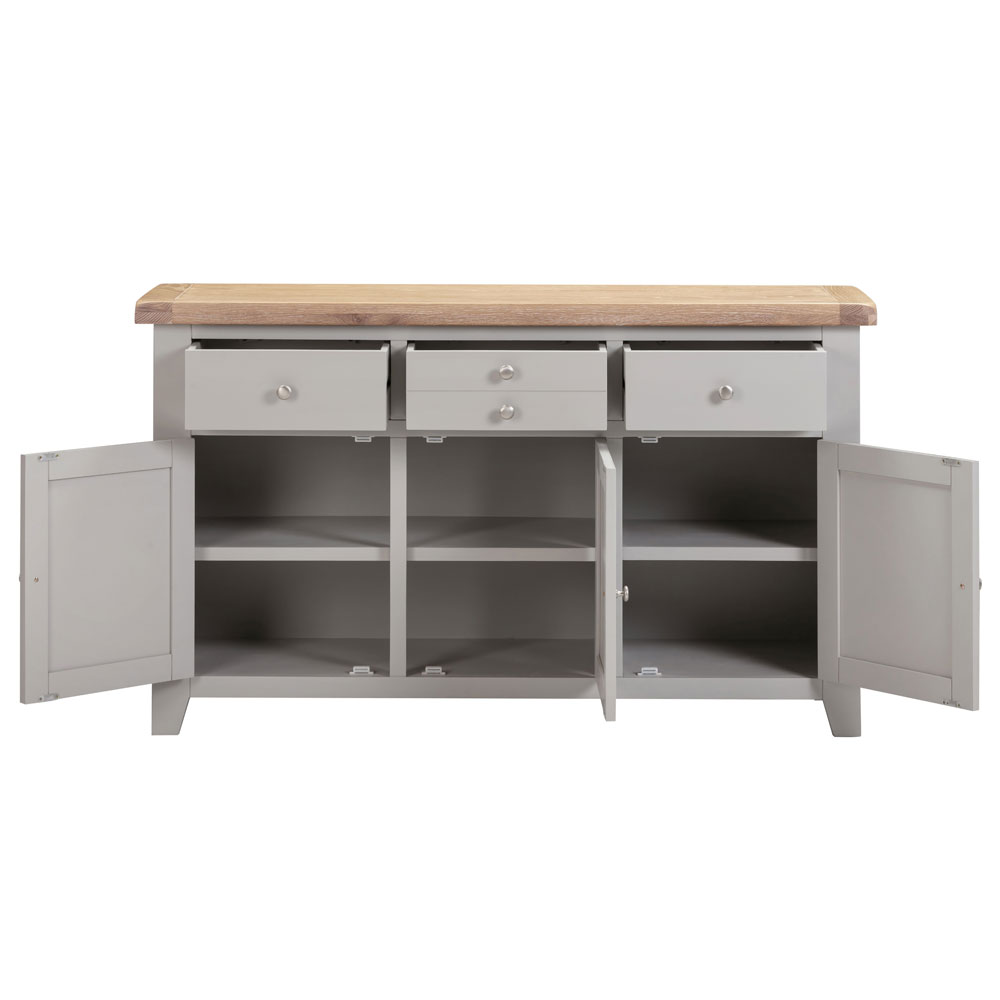 Wrenley Wooden Sideboard with 3 Doors in Pebble Grey and Oak