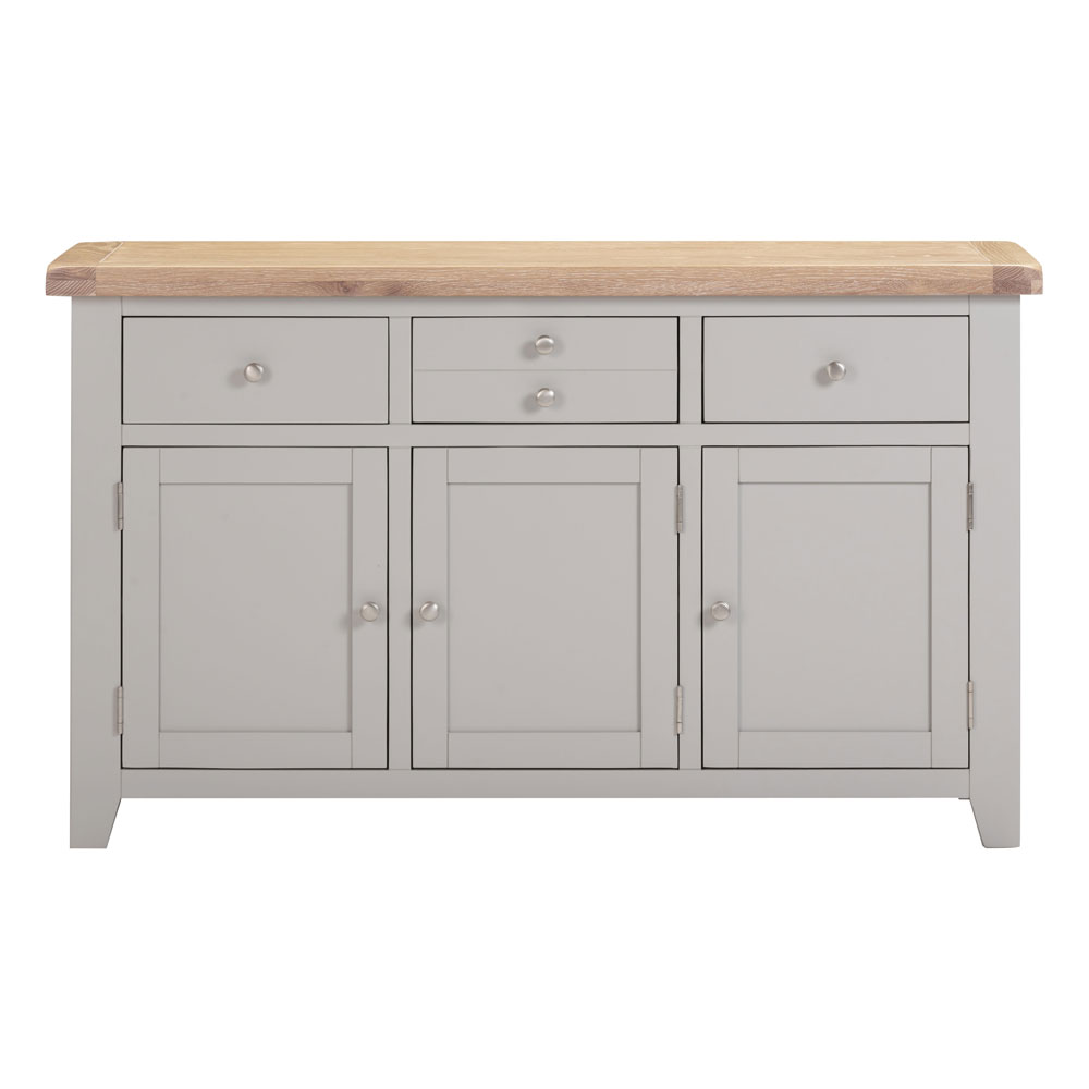 Wrenley Wooden Sideboard with 3 Doors in Pebble Grey and Oak