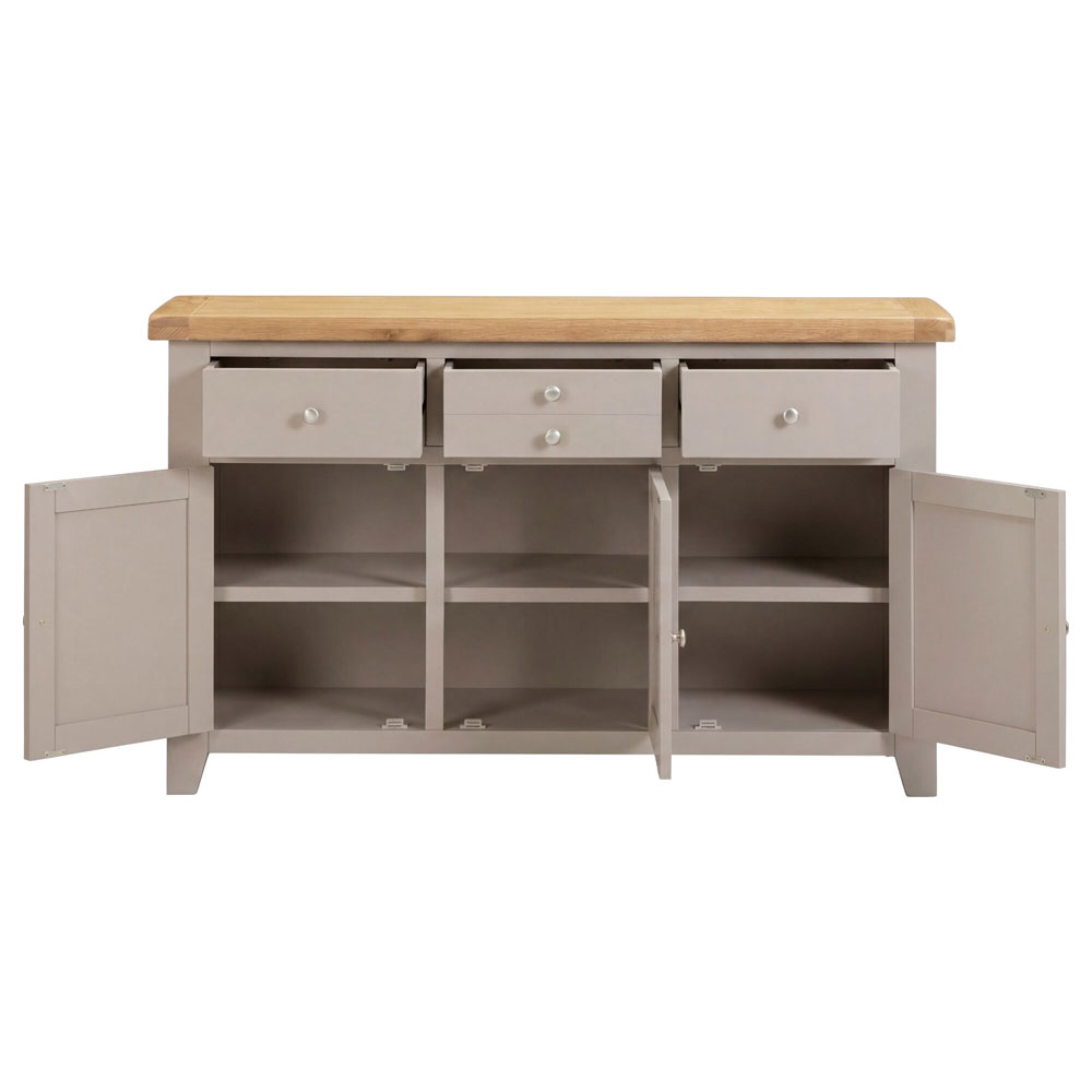 Wrenley Wooden Sideboard with 3 Doors in Putty and Oak