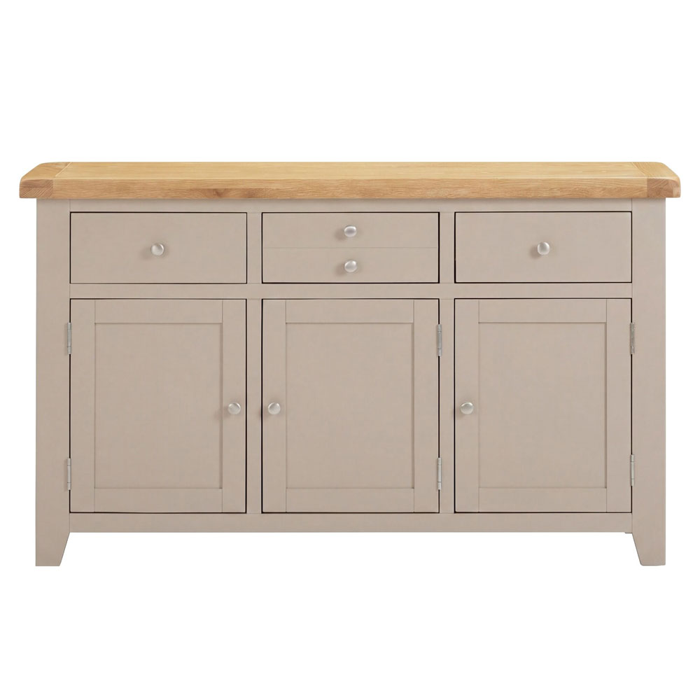 Wrenley Wooden Sideboard with 3 Doors in Putty and Oak