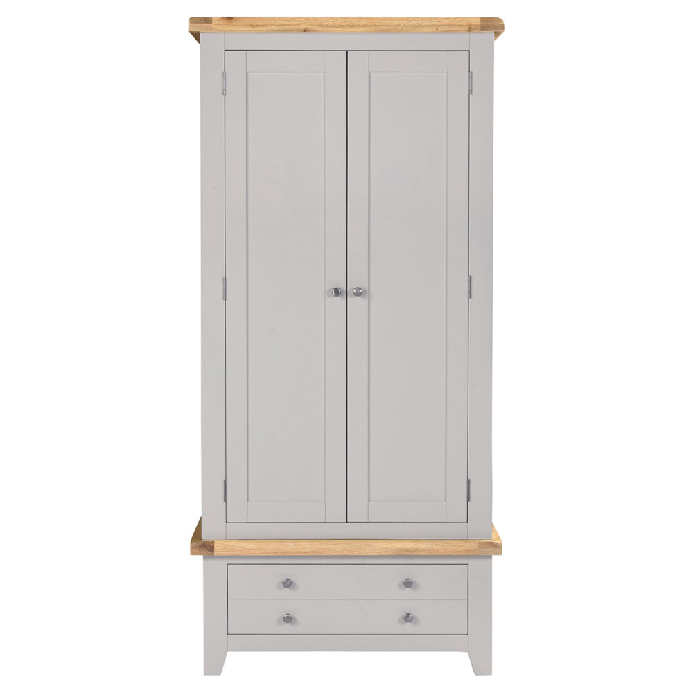 Wrenley Wooden Wardrobe with 2 Doors in Pebble Grey and Oak
