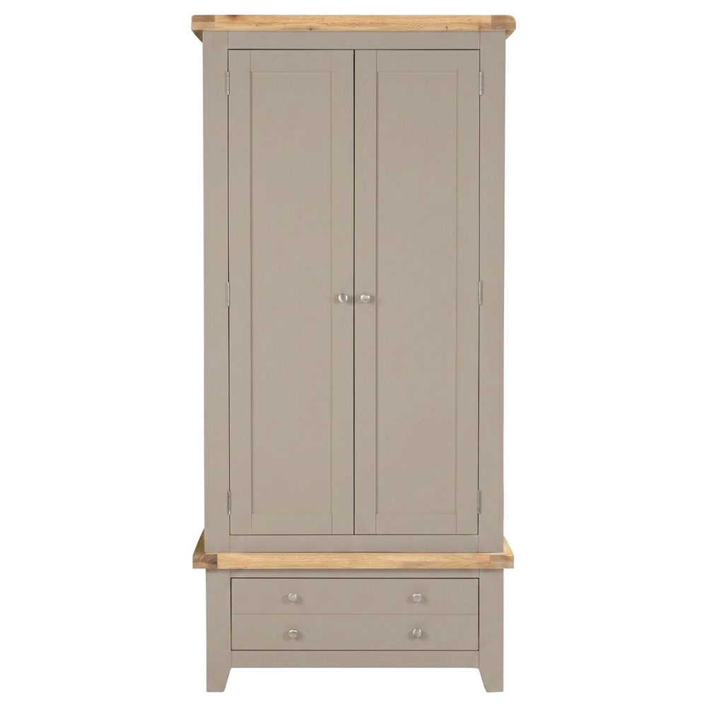 Wrenley Wooden Wardrobe with 2 Doors in Putty and Oak