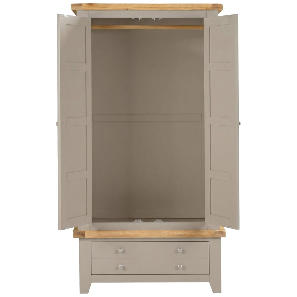 Wrenley Wooden Wardrobe with 2 Doors in Putty and Oak