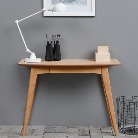 Product photograph of Wrentham Wooden Console Table With 1 Drawer In Oak from Furniture in Fashion