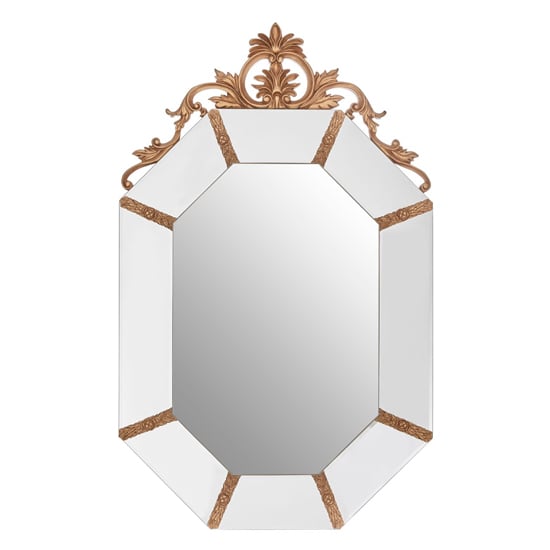 Product photograph of Wrexo Octagonal Acanthus Leaf Wall Mirror In Gold from Furniture in Fashion