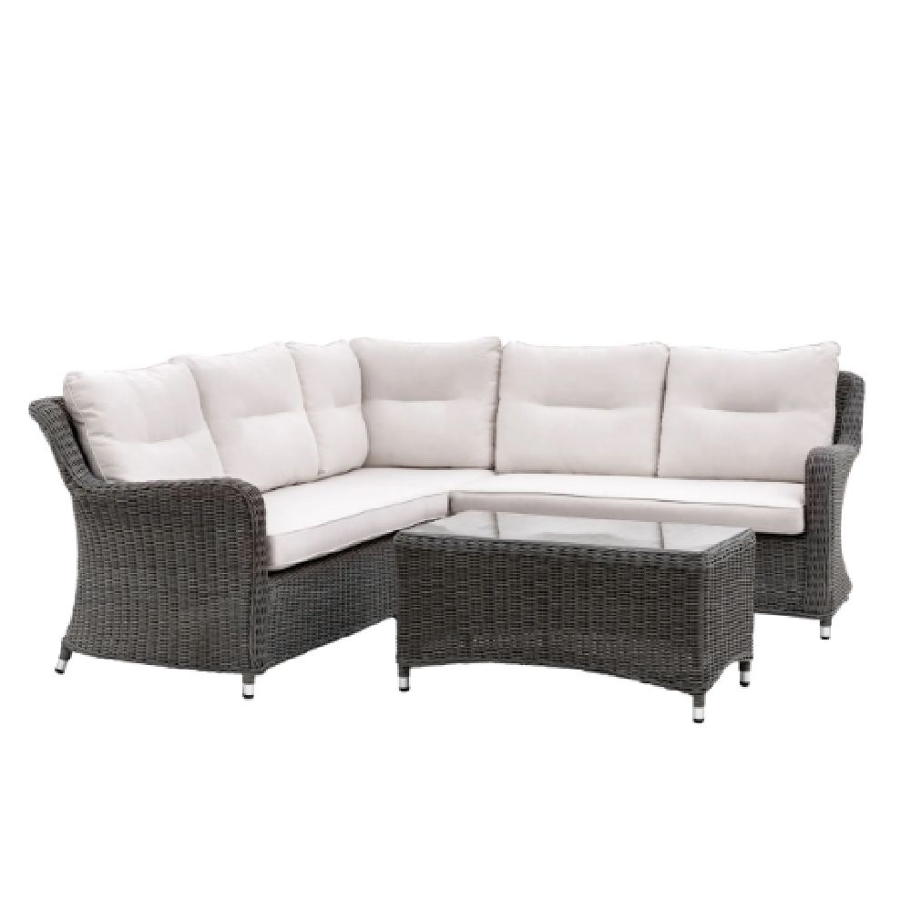 Wroclaw Outdoor Rattan Corner Lounge Set In Black
