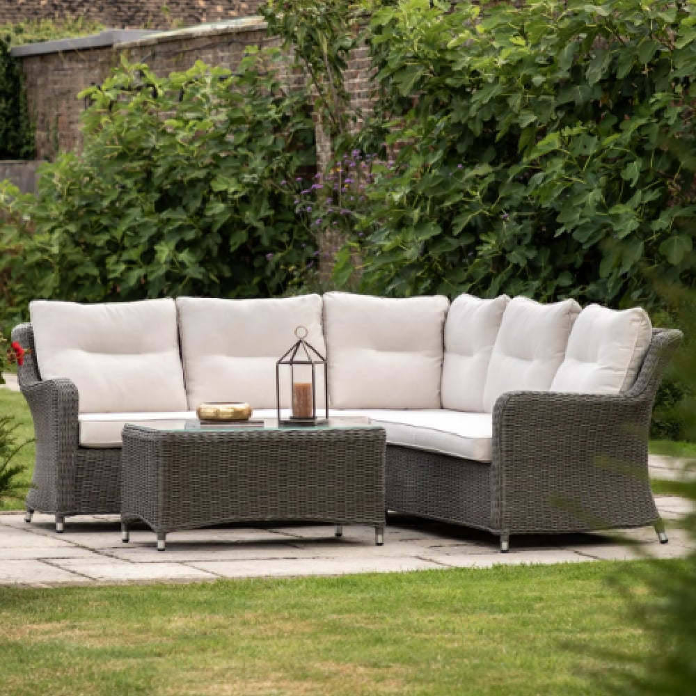 Wroclaw Outdoor Rattan Corner Lounge Set In Black