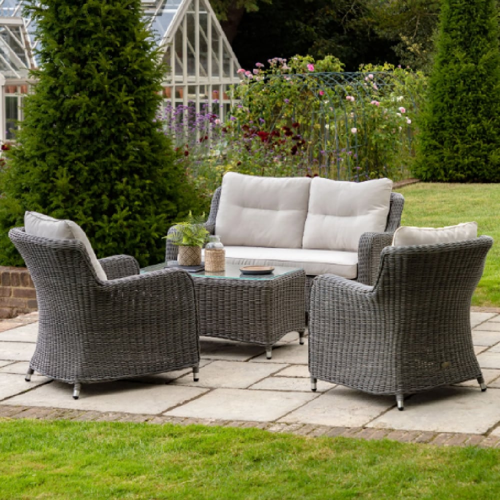 Wroclaw Outdoor Rattan Lounge Set With Coffee Table In Black