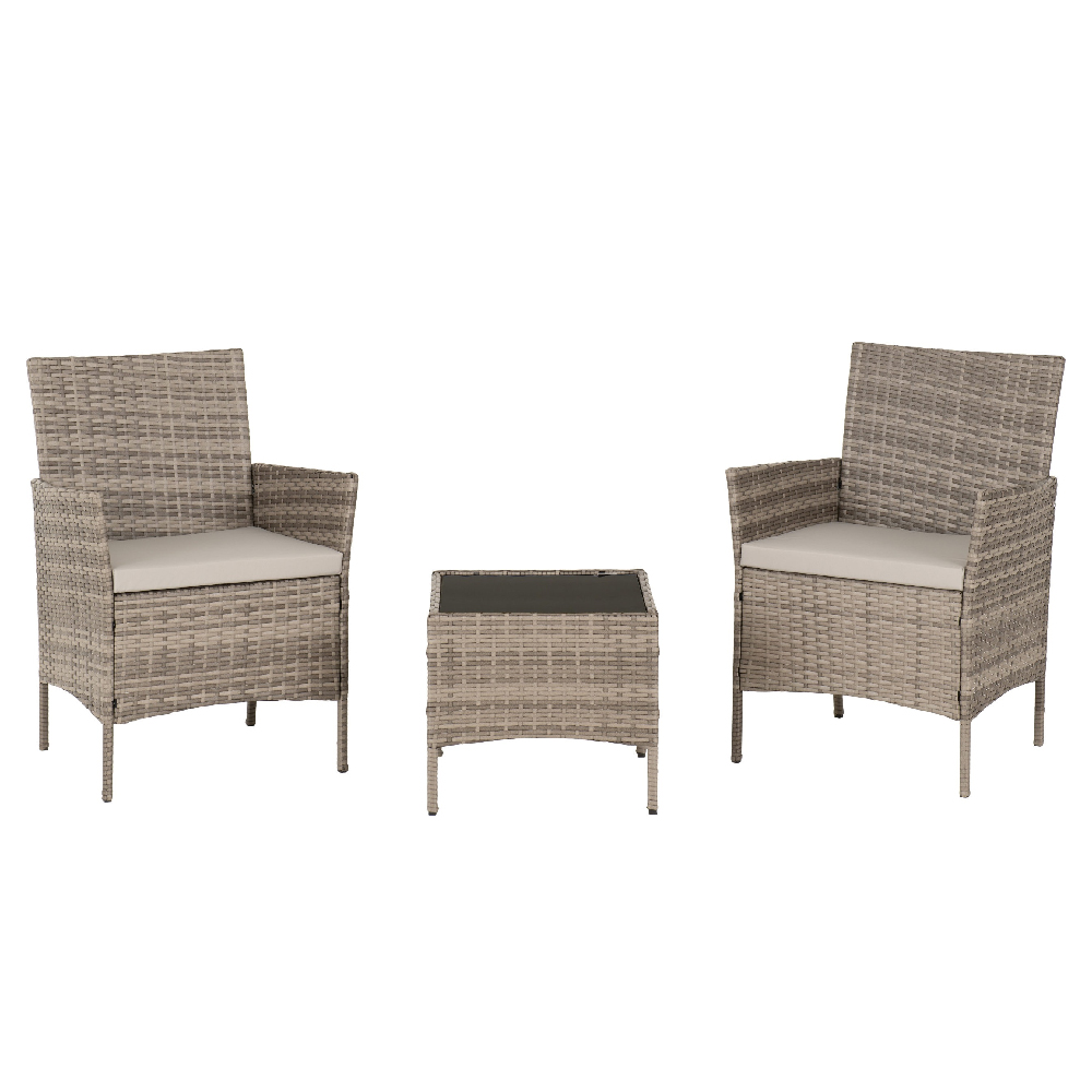 Wroclaw Rattan 3 Piece Garden Set In Grey