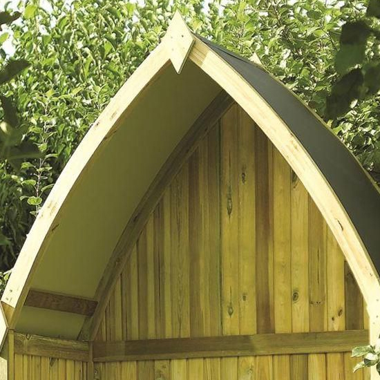 Wroxall Wooden Arbour In Natural Timber With Metal Roof_3