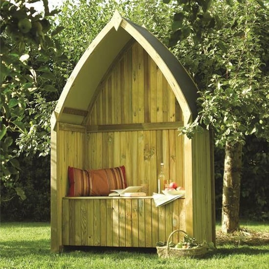 Wroxall Wooden Arbour In Natural Timber With Metal Roof