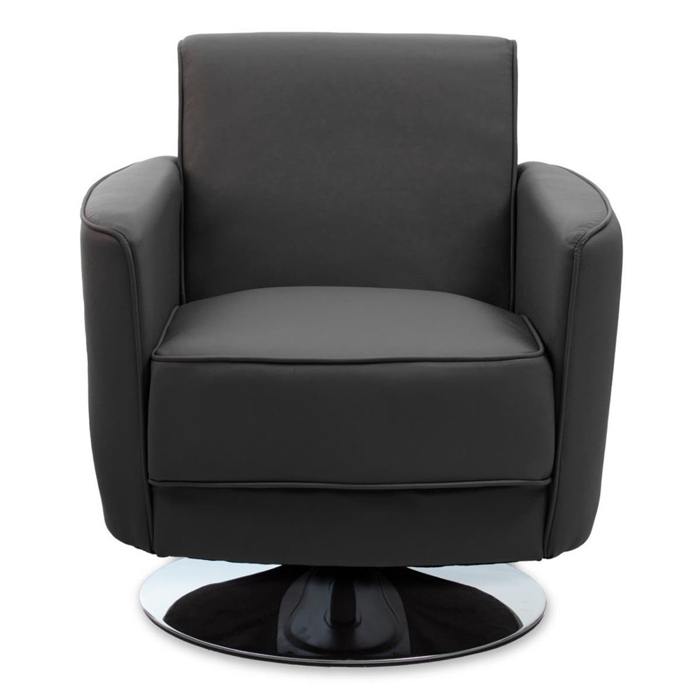 Wuxue Leather Effect Lounge Chair In Grey With Chrome Base