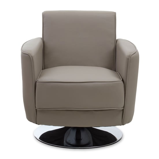 Product photograph of Wuxue Leather Effect Lounge Chair In Grey With Chrome Base from Furniture in Fashion