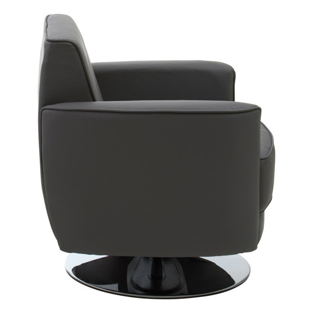 Wuxue Leather Effect Lounge Chair In Grey With Chrome Base